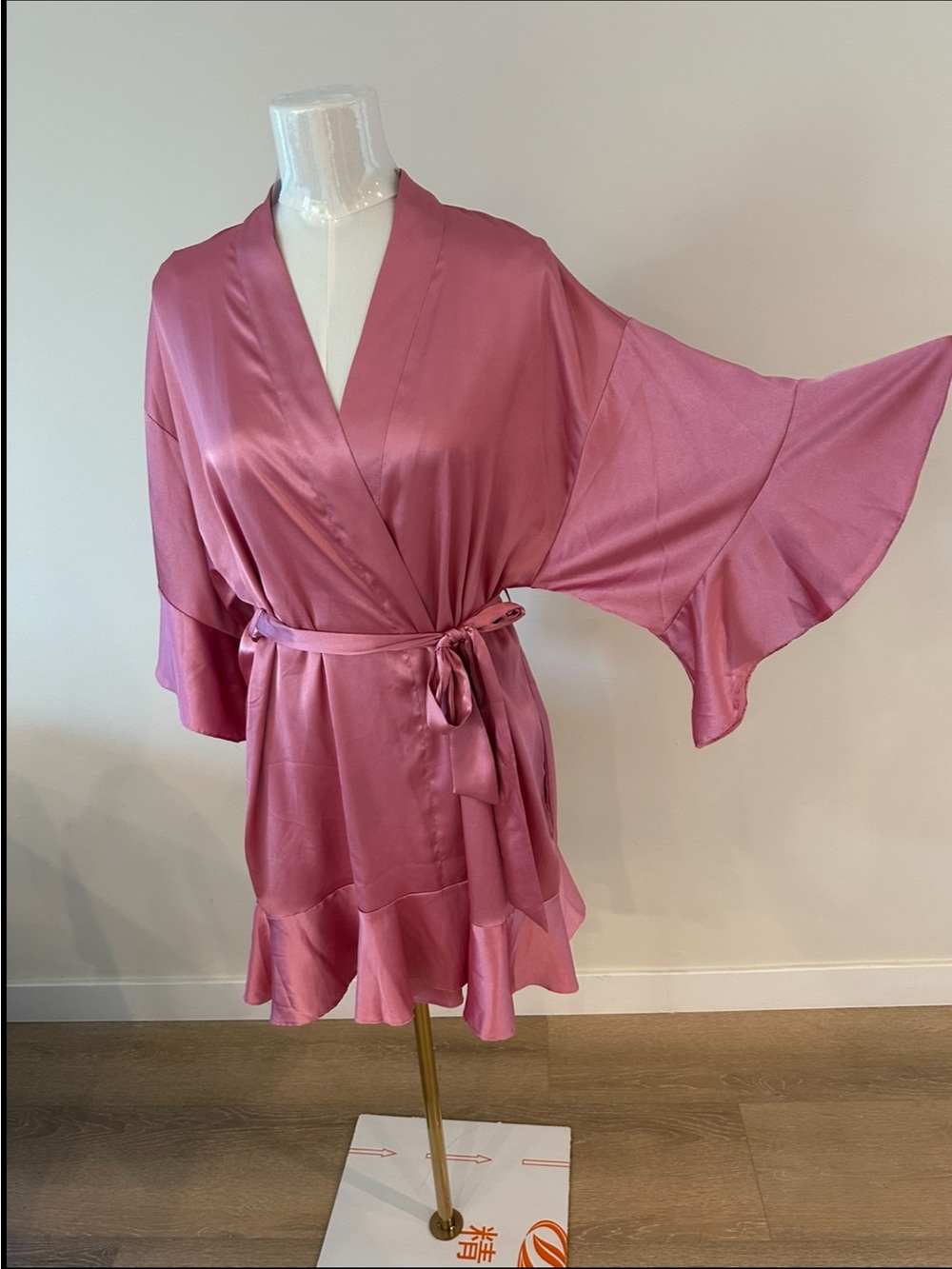 Vintage Victoria's Secret Dusty Rose Kimono Robe with Flutter Hem